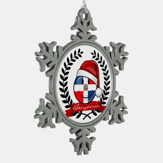 Lustiges Dominikanische Schneeflocken Zinn-Ornament (Links)