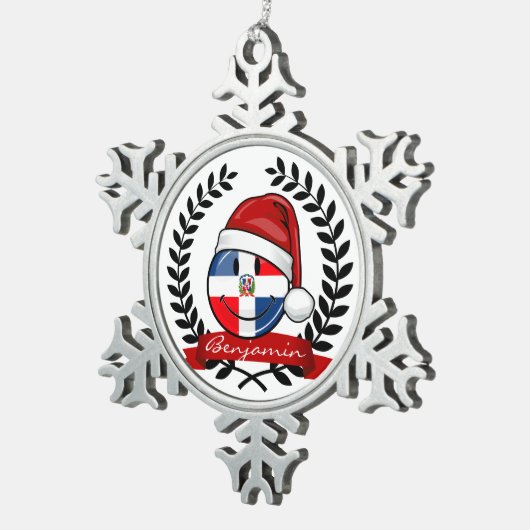 Lustiges Dominikanische Schneeflocken Zinn-Ornament (Rechts)