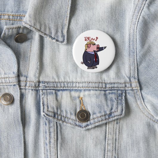 Lustiges Donald- Trumpschwein-politischer Cartoon Button (Beispiel)