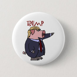 Lustiges Donald- Trumpschwein-politischer Cartoon Button