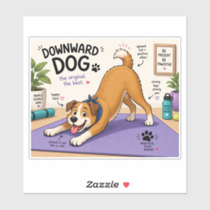 Lustiges Downward Dog Design Aufkleber