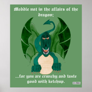 Lustiges Drache-Plakat Poster