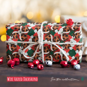 Lustiges Drahthaar-Dachshund-Weihnachtsmuster Geschenkpapier