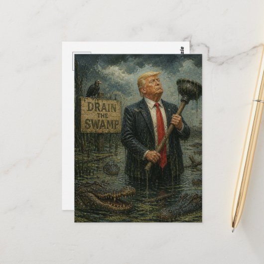 Lustiges Drain the Swamp Postkarte (Vorderseite/Rückseite Beispiel)