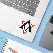 Lustiges Dreieck Buchstabe A Monogramm Aufkleber (Laptop mit iPhone)