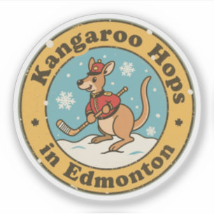 Lustiges Edmonton Känguru Hockey Aufkleber