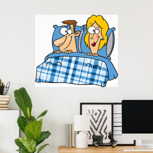 Lustiges Ehepaar-Bettzeit Poster