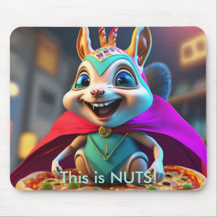 Lustiges Eichhörnchen Pizza Nüsse Design Mousepad