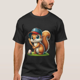 Lustiges Eichhörnchen spielt Baseball Catcher Jung T-Shirt