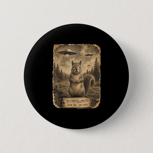 Lustiges Eichhörnchen-Ufo-Beweisfoto-Alien-Humor Button (Vorderseite)