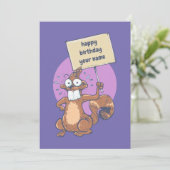 lustiges Eichhörnchen zum Geburtstag Cartoon Karte (Stehend Vorderseite)