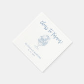 Lustiges einfaches Prost auf das Hochzeitsskript f Serviette (Ecke)