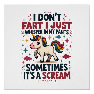 Lustiges Einhorn-Furzen-Zitat Vintage Regenbogen E Poster