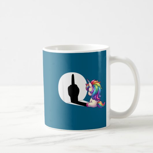 Lustiges Einhorn mit Mittelfinger Morgenmuffel Kaffeetasse (Rechts)