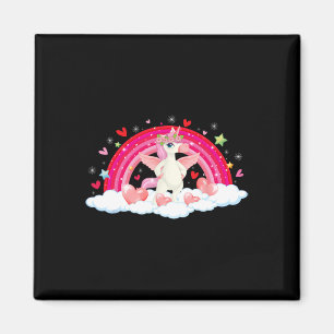 Lustiges Einhorn Regenbogen Herzen Sterne Glücklic Magnet
