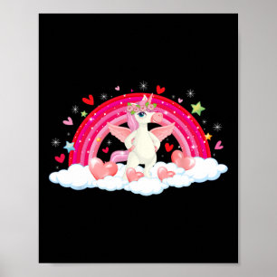 Lustiges Einhorn Regenbogen Herzen Sterne Glücklic Poster