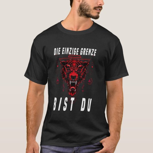 Lustiges Einzelnes Workout Border Wolf Rot T-Shirt (Vorderseite)