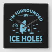 lustiges Eisangeln Quadratische Wanduhr (Vorderseite)