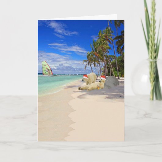 Lustiges Eisbär-Weihnachten Feiertagskarte (Vorderseite)