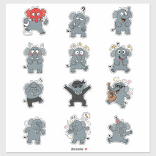 Lustiges Elefanten-Sticker-Pack — Dicke Cartoon-Fi Aufkleber