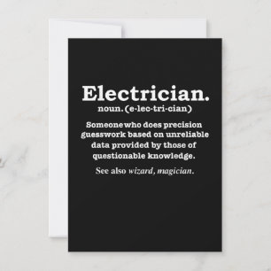 Lustiges Elektrikerdefinitionsgeschenk zur Graduie Mitteilungskarte