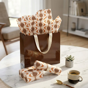 Lustiges Elfenbein-Tannbraun-Burnt Orange Ogee-Wel Seidenpapier