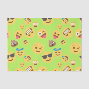 Lustiges Emoji Muster (Grün) Seidenpapier