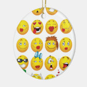 Lustiges Emoji stellt cooles fantastisches Lächeln Keramikornament (Links)