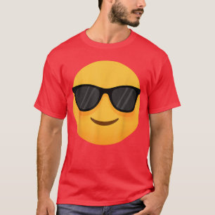 Lustiges Emoticon Cooles lächelndes Gesicht mit So T-Shirt