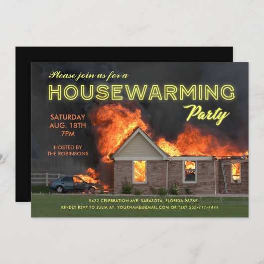 Lustiges en Fuego der Housewarming-Party Einladung (Vorne/Hinten)