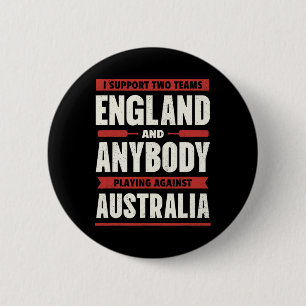 Lustiges englisches Cricket-Shirt mit zwei Teams, Button