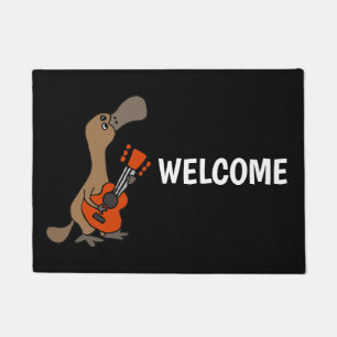 Lustiges Ente-Berechnetes Platypus, das Gitarre Fußmatte
