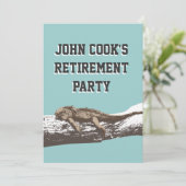 Lustiges entspanntes Leguan-Ruhestands-Party Einladung (Stehend Vorderseite)