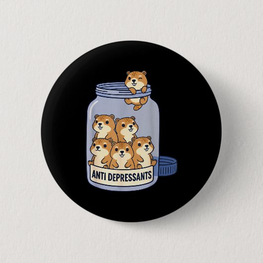 Lustiges Erdhörnchen-Antidepressivum-Glas Zoo Jung Button (Vorderseite)