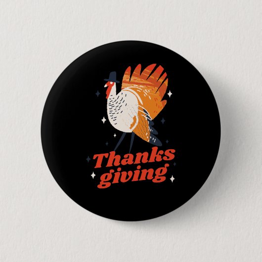 Lustiges Erntedankfest Truthahn Abendessen Button (Vorderseite)