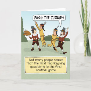 Lustiges erstes Thanksgiving-Footballspiel Feiertagskarte