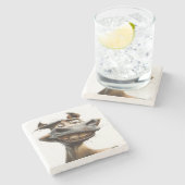 lustiges Eselkunstdesign Steinuntersetzer (Seitenansicht)