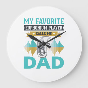 Lustiges Euphonium Papa Vintage Musik Design_1 Große Wanduhr