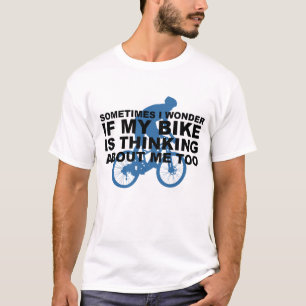 Lustiges Fahrrad, das auch an mich Zitat-blaues T-Shirt