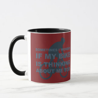 Lustiges Fahrrad, das auch an mich Zitat-blaues Tasse