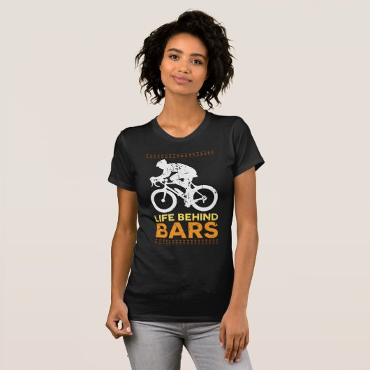 Lustiges Fahrrad-"Leben hinter Gittern-" T-Shirt (Vorne ganz)