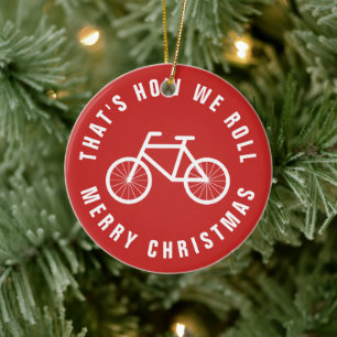 Lustiges Fahrrad-Weihnachtsbaum-Ornament Foto Keramik Ornament