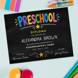 Lustiges farbenfrohes Vorschul-Kinder-Abschlussdip Poster