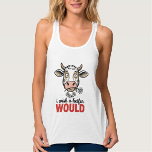 Lustiges Färse-Kuh Vintage-Stich-Shirt-Design_1 Tank Top