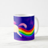 Lustiges Farting Fliegen-Einhorn ein Regenbogen Kaffeetasse (VorderseiteRechts)