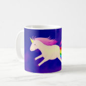 Lustiges Farting Fliegen-Einhorn ein Regenbogen Kaffeetasse (Vorderseite Links)