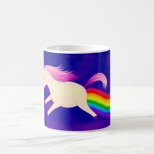 Lustiges Farting Fliegen-Einhorn ein Regenbogen Kaffeetasse (Mittel)