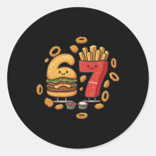 Lustiges Fast Food 67 Burger Pommes Chicken Nugget Runder Aufkleber