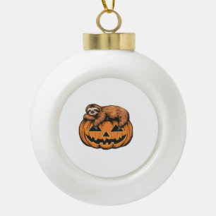 Lustiges Faultier auf Halloween-Kürbis Essential T Keramik Kugel-Ornament