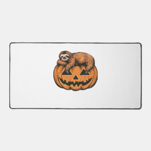 Lustiges Faultier auf Halloween-Kürbis Essential T Schreibtischunterlage